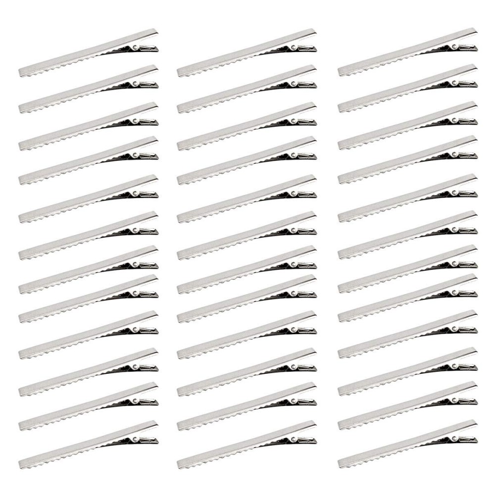 60 Pcs Alligator Curl Clips, Bantoye 3 Inch Flat Single Prong Clips Hair Accessories for Hair Styling, Coloring, Silver