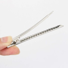 60 Pcs Alligator Curl Clips, Bantoye 3 Inch Flat Single Prong Clips Hair Accessories for Hair Styling, Coloring, Silver