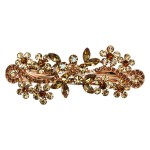 Faship Smoked Topaz Color Brown Crystal Floral Hair Barrette Clip