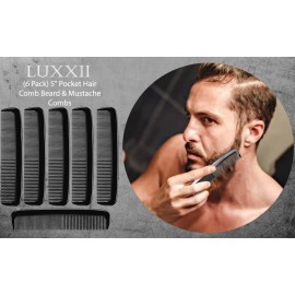 LUXXII (6 Pack) 5 Pocket Hair Comb Beard & Mustache Combs for Men\'s Hair Beard Mustache and Sideburns
