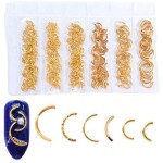 Brccee AC Nails Art Accessories - 1 Pack Mixed 3D DIY Hollow Metal Frame Nail Decorations Gold Rivet Manicure Accessories DIY Shell Slider Nail Studs