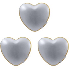Stephanie Imports Set of 3 Heart Shaped Dual Color Compact Mirrors with Brushed Metal Finish (Silver & Gold)