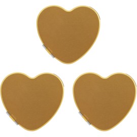 Stephanie Imports Set of 3 Heart Shaped Dual Color Compact Mirrors with Brushed Metal Finish (Silver & Gold)