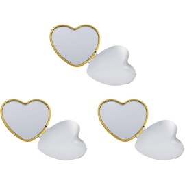 Stephanie Imports Set of 3 Heart Shaped Dual Color Compact Mirrors with Brushed Metal Finish (Silver & Gold)