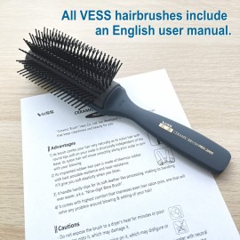 Vess Professional Hair Blow Brush Pro-2000 Ceramic 9 rows Wide Type-English Instruction Manual-Made in Japan