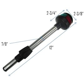 Pactrade Marine LED Green Red Navigation Bow Light 12 SS304 Pole Collar Plug-in (Without 2-Prong Nylon Base Black Socket)