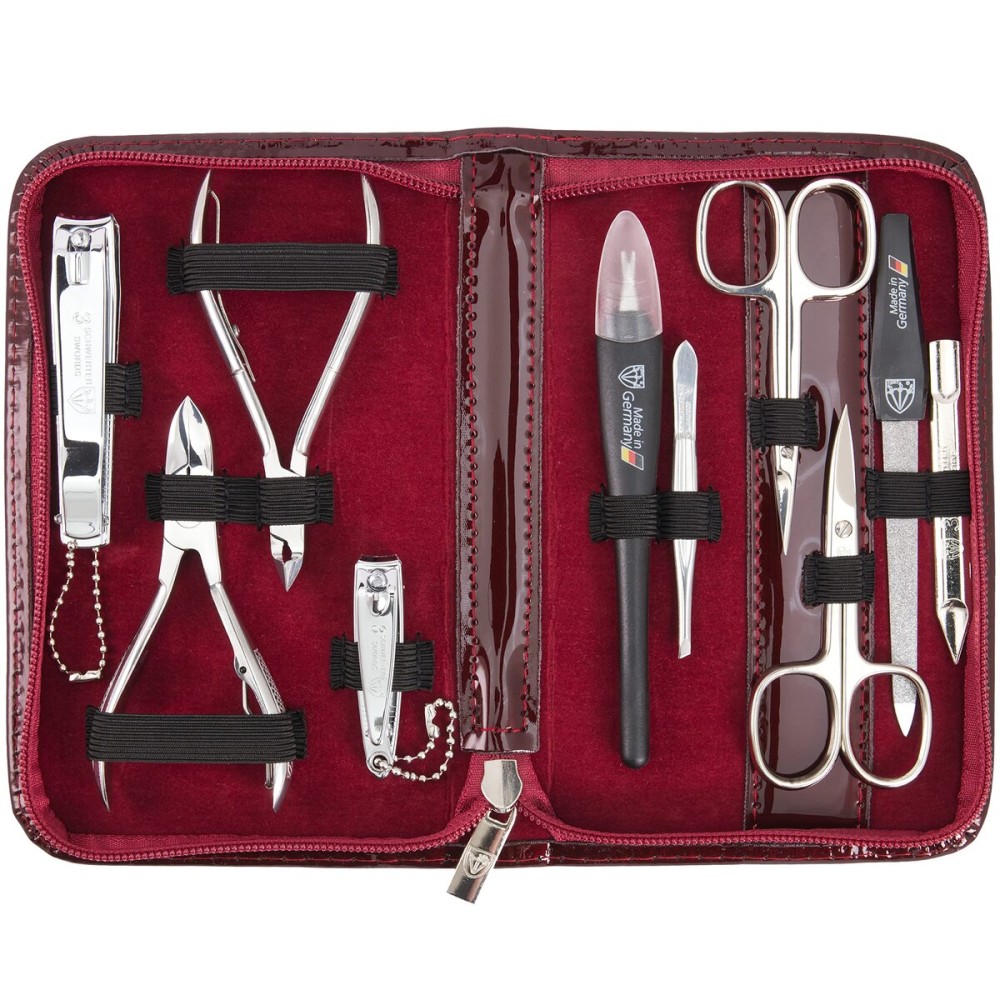 3 Swords Germany - brand quality 10 piece manicure pedicure grooming kit set for professional finger & toe nail care scissors clipper fashion leather case in gift box, Made by 3 Swords (6226)