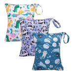 babygoal Wet Dry Bags for Baby Cloth Diapers, Washable Travel Bags,Beach,Pool,Gym Bag for Swimsuits &Wet Clothes with Two Zippered Pockets 3 Pack, 3LN04