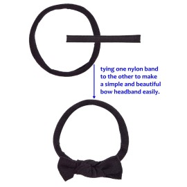 inSowni 50 Pack Super Soft Stretchy DIY Solid Nylon Headbands Baby Hair Bands One Size Fits All (Black)