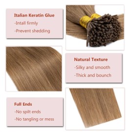 Rich Choices I Tip Hair Extensions Human Hair,100 Strands 0.5g/Strands,100% Real Remy Human Hair Extension Pre Bonded Keratin Stick In Hair Extensions Hair Piece For Women 22 Inch 12 Golden Brown