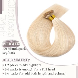 Rich Choices I Tip Hair Extensions Human Hair,100 Strands 0.5g/Strands,100% Real Remy Human Hair Extension Pre Bonded Keratin Stick In 22 Inch 18P613 Ash Blonde Highlight Bleach Blonde Rich Choices I Tip Hair Extensions Human Hair,100 Strands 0.5g/Strands,100% Real Remy Human Hair Extension Pre Bonded Keratin Stick In 22 Inch 18P613 Ash Blonde Highlight Bleach Blonde