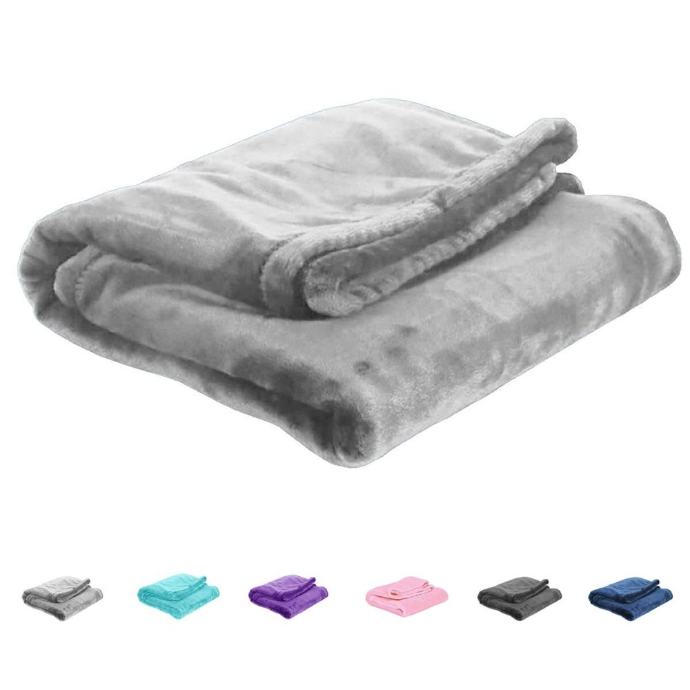 UOZZI BEDDING All-Season Gray Flannel Fleece Baby Blanket for Girls & Boys - Ultra Soft Plush Thin Kids Toddler Blanket for Crib, Pram Strollers, Sofa, 100% Microfiber Polyester 27x39