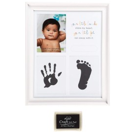 C.R. Gibson \'\'Your Little Hands Stole My Heart and Your Little Feet Ran Away with It\'\' Foot Print and Hand Print Baby Photo Frame, 8.75\'\' x 10.8\'\'