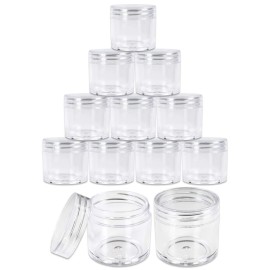 Beauticom 30g/30ml (1 fl. oz.) Double Wall Clear Plastic Leak Proof Jars with Flat Top Lids for Creams, Lotions, Make Up, Powders, Glitters, and more... (Color: Clear, Pieces: 12)