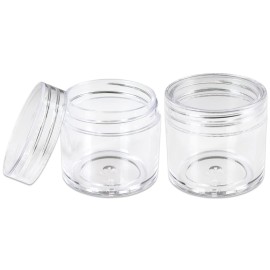Beauticom 30g/30ml (1 fl. oz.) Double Wall Clear Plastic Leak Proof Jars with Flat Top Lids for Creams, Lotions, Make Up, Powders, Glitters, and more... (Color: Clear, Pieces: 12)