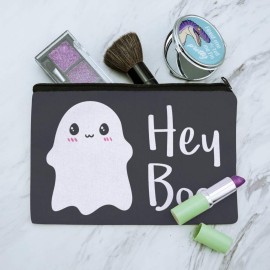Hey Boo Cute Kawaii Ghost Makeup Cosmetic Bag Organizer Pouch