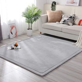 Loartee Nursery Crawling Rug and Play Mat - Velvet Coral (5.0\'x 6\'8, Gray) for Toddler Exercise