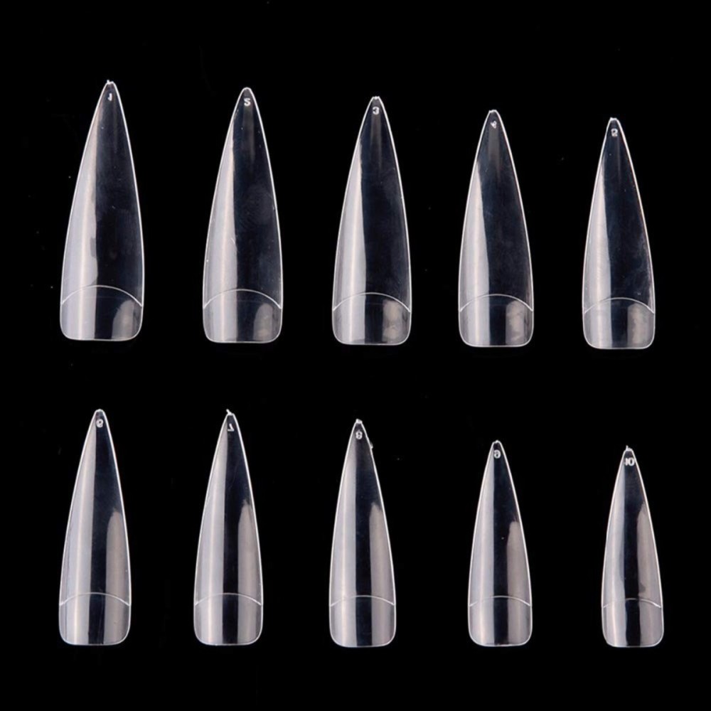 Yimart Stiletto Nail Art Tips - Long Stiletto Nail Tips - Sharp False Nail Tips - 500Pcs Clear Long Sharp Stiletto Artificial Fake Nail Art Tips False Nails (Clear)