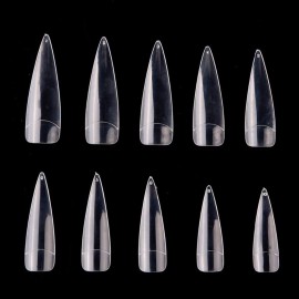 Yimart Stiletto Nail Art Tips - Long Stiletto Nail Tips - Sharp False Nail Tips - 500Pcs Clear Long Sharp Stiletto Artificial Fake Nail Art Tips False Nails (Clear)