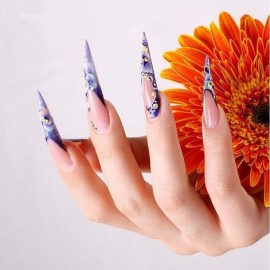Yimart Stiletto Nail Art Tips - Long Stiletto Nail Tips - Sharp False Nail Tips - 500Pcs Clear Long Sharp Stiletto Artificial Fake Nail Art Tips False Nails (Clear)