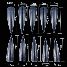 Yimart Stiletto Nail Art Tips - Long Stiletto Nail Tips - Sharp False Nail Tips - 500Pcs Clear Long Sharp Stiletto Artificial Fake Nail Art Tips False Nails (Clear)