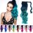 Colorful Ombre 2 Tone Cosplay Ponytail Hair Extension Body Wavy Fake One Piece Clip in Warp Around Pony Tail Black/Wine Red