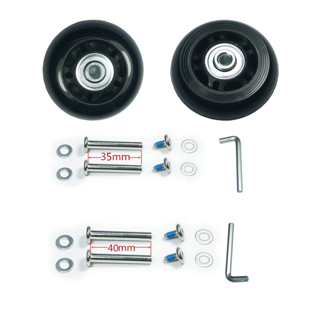 Ricrrover Luggage Suitcase Wheels Kit 84x24mm/3.3x0.94 w/ 6mm ABEC 608zz Inline Outdoor Skate Replacement Wheels, Set of (2) (OD:84 W:24 ID:6 Axles:35&40mm)