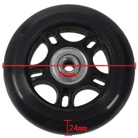 Ricrrover Luggage Suitcase Wheels Kit 84x24mm/3.3x0.94 w/ 6mm ABEC 608zz Inline Outdoor Skate Replacement Wheels, Set of (2) (OD:84 W:24 ID:6 Axles:35&40mm)