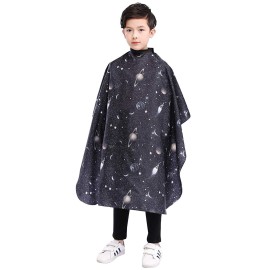 PERFEHAIR Kids Haircut Barber Cape Cover for Hair Cutting,Styling and Shampoo, for Boys - Black Space Printing