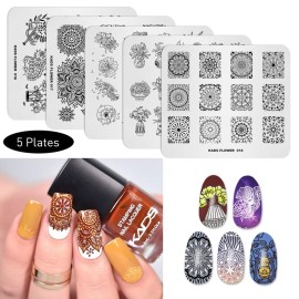KADS 5Pcs/Set Nail Template Nail Art Template Decoration Tool Flower Image Plate