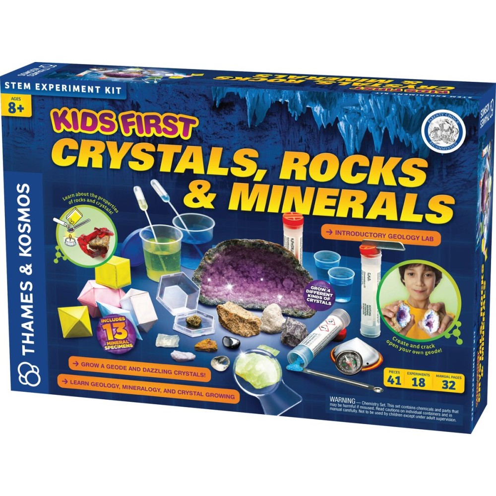 Thames & Kosmos Kids First Crystals, Rocks & Minerals Science Experiment Kit, Intro to Geology, Mineralogy & Crystal Growing for Early Learners