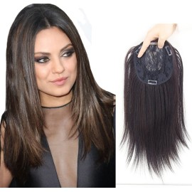 LesafeV Clip In Forehead Hairpiece Straight Middle Part Neck-Length Women Hair Topper Extension Light Brown