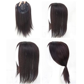 LesafeV Clip In Forehead Hairpiece Straight Middle Part Neck-Length Women Hair Topper Extension Light Brown