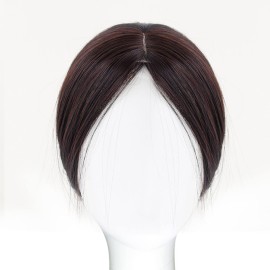 LesafeV Clip In Forehead Hairpiece Straight Middle Part Neck-Length Women Hair Topper Extension Light Brown