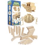 3 Bees & Me Wooden Building Toys - STEM Toys for Boys and Girls - 100 Wood Plank Pieces