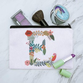 GRAPHICS & MORE Letter E Floral Monogram Initial Makeup Cosmetic Bag Organizer Pouch