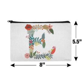 GRAPHICS & MORE Letter E Floral Monogram Initial Makeup Cosmetic Bag Organizer Pouch
