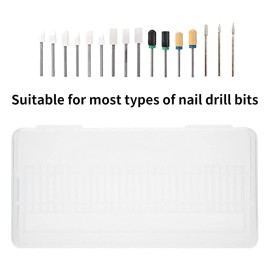Nail Drill Bits Case, 30 Holes Nail Drill Bits Storage Box Manicure Drill Bits Container Holder Display Case Organizer, Empty Nail Grinding Organizer Case