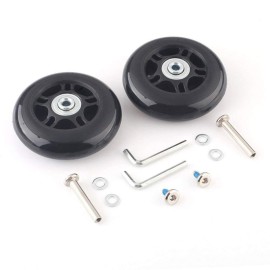 Ricrrover Luggage Suitcase Wheels Replacement Kit 75x24mm/2.95x0.94 w/ABEC 608zz Inline Outdoor Skate Replacement Wheels, Set of (2) Wheels (OD:75 W:24 ID:6 Axles:35&40mm)