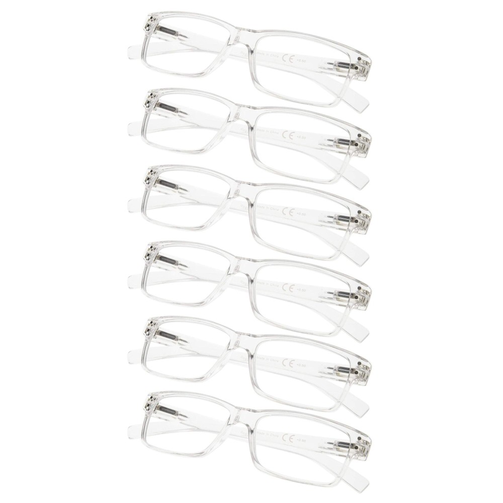 Gr8Sight 6-Pack Reading Glasses with Spring Hinges Readers for Man and Women Professional Transparent Gr8Sight 6-Pack Reading Glasses with Spring Hinges Readers for Man and Women Professional Transparent