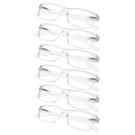 Gr8Sight 6-Pack Reading Glasses with Spring Hinges Readers for Man and Women Professional Transparent