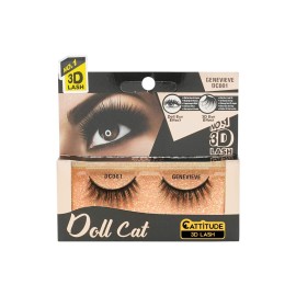 EBIN NEW YORK Cattitude 3D Lash Doll Cat - Genevieve 3D Lash Look Long Voluminous Wispy Hair Lightweight Comfortable Wear Reusable