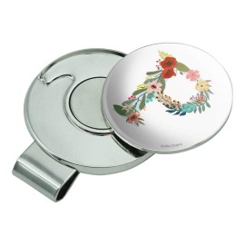 GRAPHICS & MORE Letter P Floral Monogram Initial Golf Hat Clip with Magnetic Ball Marker