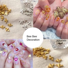 GOTOTOP 100 Pcs/Bag Nail Art Studs Metal Bees 3D Decoration Stick Gold Silver Decals Manicure for Nail DIY Art Makeups Supplies(Gold) GOTOTOP 100 Pcs/Bag Nail Art Studs Metal Bees 3D Decoration Stick Gold Silver Decals Manicure for Nail DIY Art Makeups Supplies(Gold)