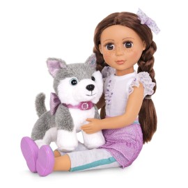 Glitter Girls- 14-Inch Doll Accessories - Alaska - Plush Toy Dog - Puppy Pet Accessory - Toys, Clothes, and Accessories for Girls 3 and up, Grey, White