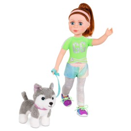 Glitter Girls- 14-Inch Doll Accessories - Alaska - Plush Toy Dog - Puppy Pet Accessory - Toys, Clothes, and Accessories for Girls 3 and up, Grey, White