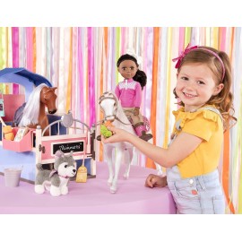 Glitter Girls- 14-Inch Doll Accessories - Alaska - Plush Toy Dog - Puppy Pet Accessory - Toys, Clothes, and Accessories for Girls 3 and up, Grey, White