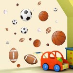 Runtoo Sports Wall Decals Kids Wall Stickers Soccer Baseball Football Hockey Basketball Boys Room Playroom Game Room Nursery Wall Dcor