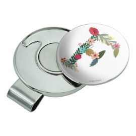 GRAPHICS & MORE Letter F Floral Monogram Initial Golf Hat Clip with Magnetic Ball Marker