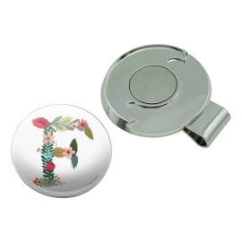 GRAPHICS & MORE Letter F Floral Monogram Initial Golf Hat Clip with Magnetic Ball Marker